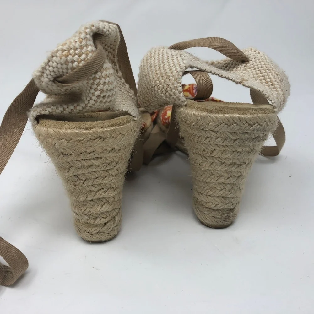 J. Crew Orange Floral Espadradilles Wedges 10